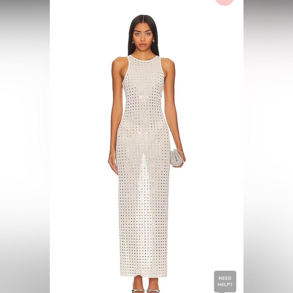 Zenni Midi Dress in Neutral Crystals 
NBD